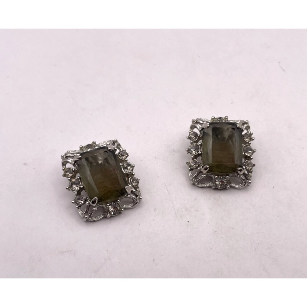Vintage Sarah Coventry Earrings Clip On Dark Grey
